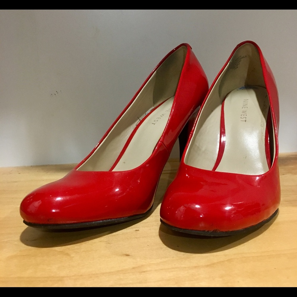 Patent leather red Nine West high heels size 7.5